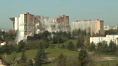 Demolition of housing project in French city of Lyon