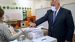 Bulgarian Prime Minister Boyko Borissov casts his ballot during parliamentary elections in the town of Bankya, Bulgaria, Sunday, April 4, 2021.
