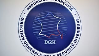 A picture shows the logo of the French General Directorate for Internal Security at its headquarters in Paris on August 31, 2020.