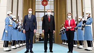 Ούρσουλα Φον ντερ Λάιεν, Σαρλ Μισέλ και Ρετζέπ Ταγιπ Ερντογάν