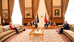 Ursula von der Leyen, Charles Michel, Recep Tayyip Erdoğan