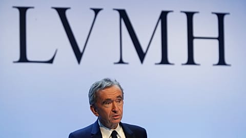  CEO of LVMH Bernard Arnault presents the group's 2019 results during a press conference, in Paris.