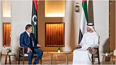 رئيس الحكومة الليبي عبد الحميد الدبيبة رفقة ولي عهد أبوظبي الشيخ محمد بن زايد