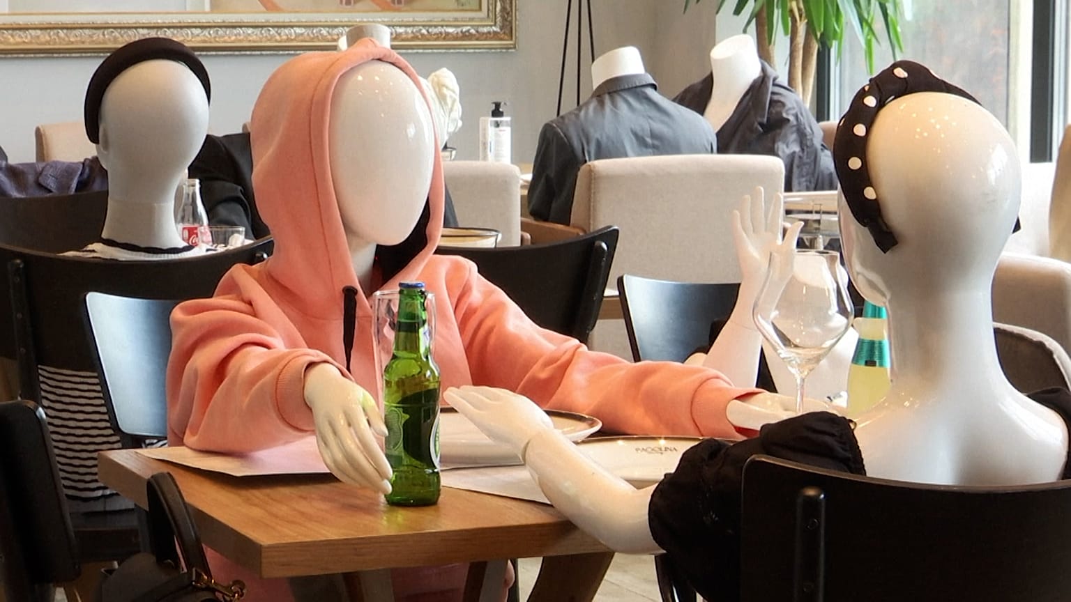 Mannequins used in protest against virus restrictions