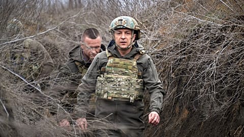 Ukrainian President Volodymyr Zelenskyy on the front line in eastern Ukraine