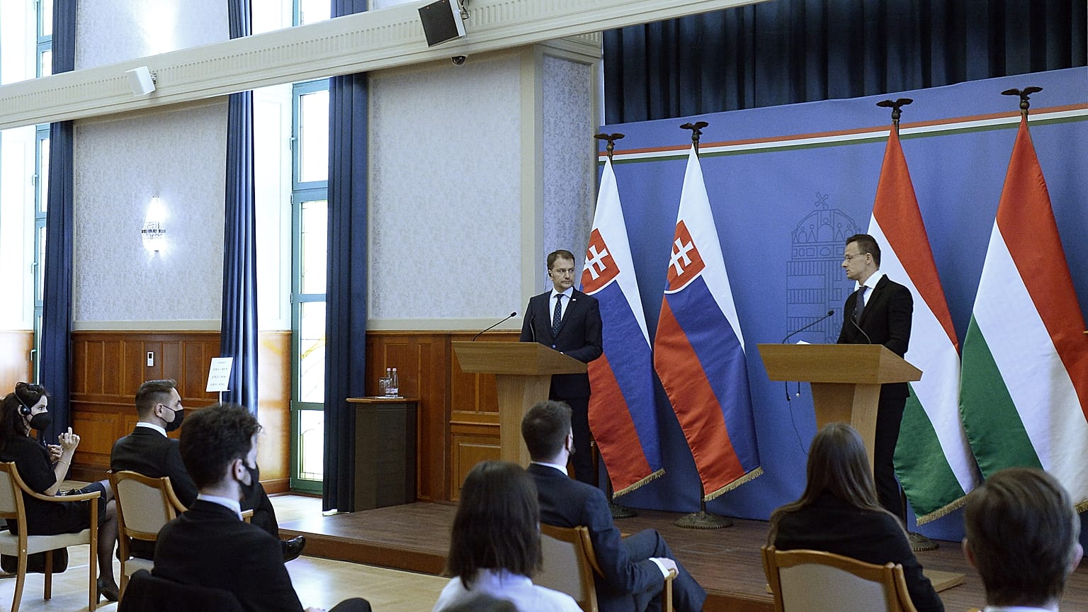 Igor Matovic és Szijjártó Péter Budapesten 2021. 04. 09-én