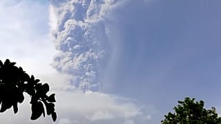 Plume of smoke from La Soufriere during second eruption as seen from Belle Isle