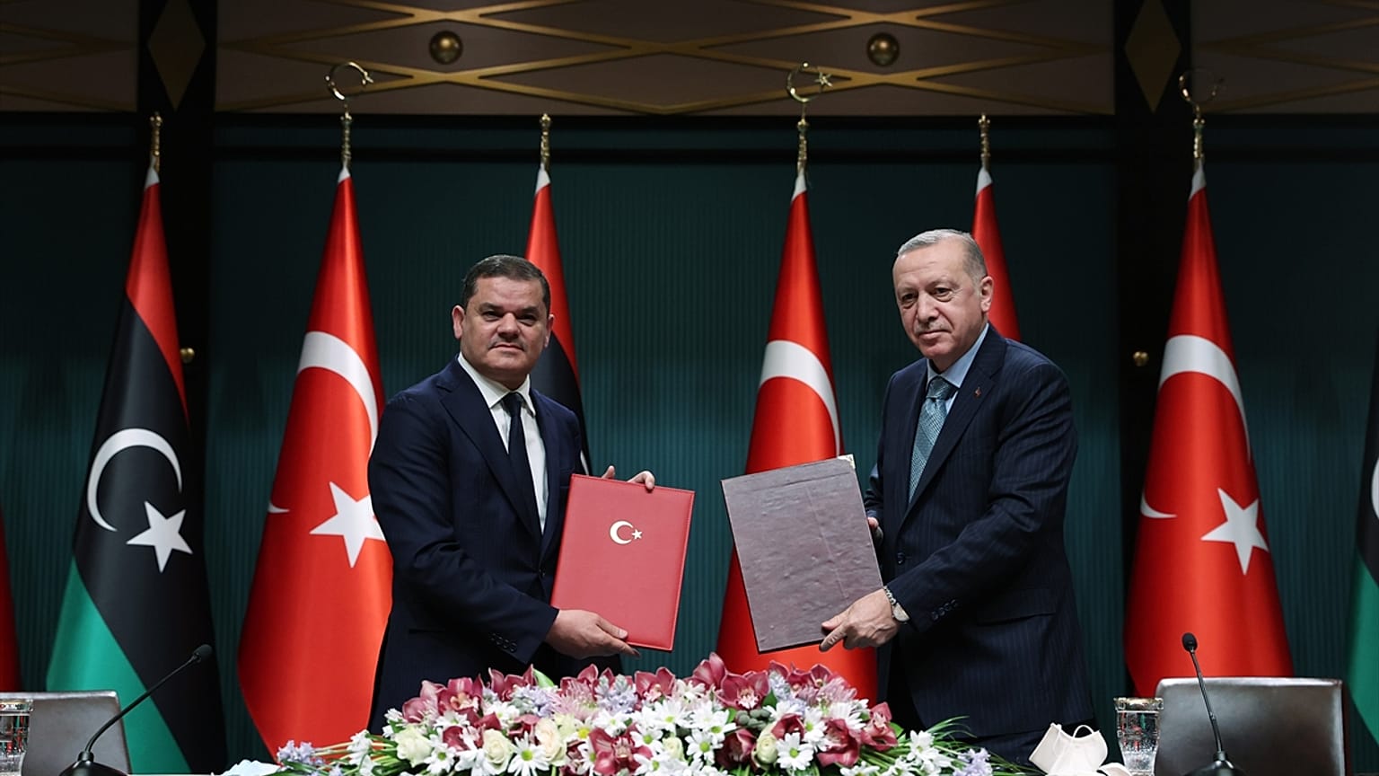 Cumhurbaşkanı Recep Tayyip Erdoğan ve Libya Milli Birlik Hükümeti Başbakanı Abdülhamid Dibeybe