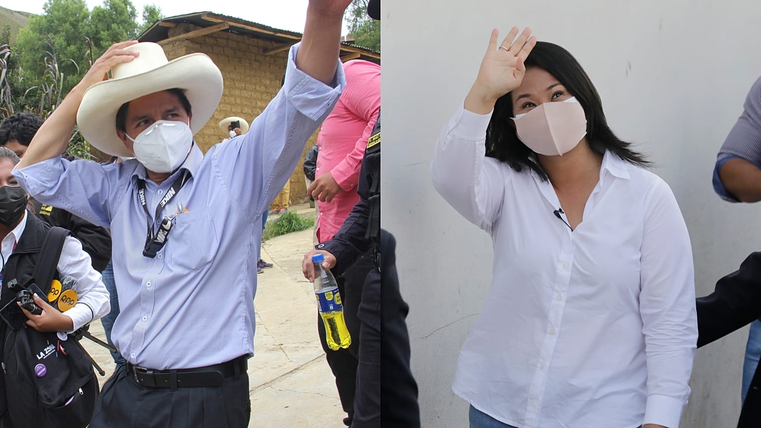 Los candidatos Pedro Castillo y Keiko Fujimori.