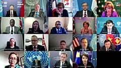 A screenshot of the virtual UN meeting