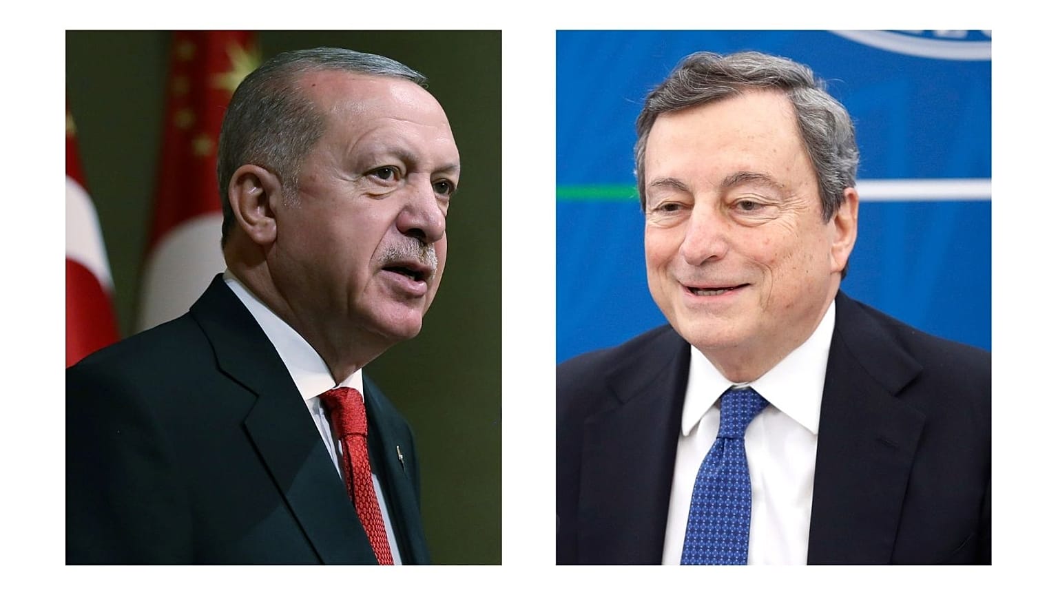 رجب طیب اردوغان، رئیس جمهوری ترکیه و ماریو دراگی، نخست وزیر ایتالیا