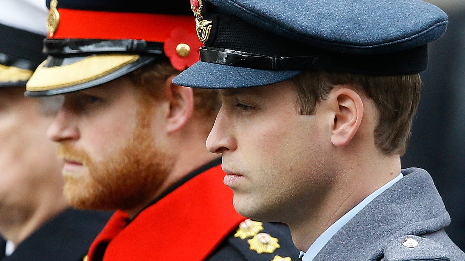 Prinz Harry und Prinz William 2015 in Uniform bei einer Zeremonie in London