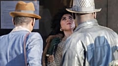 Lady Gaga durante as gravações do filme "The House of Gucci"