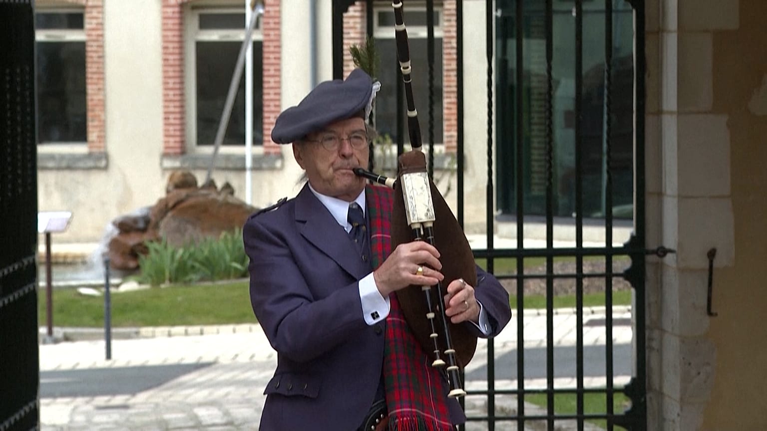 Robert Amyot MacKinnon playing the bagpipes