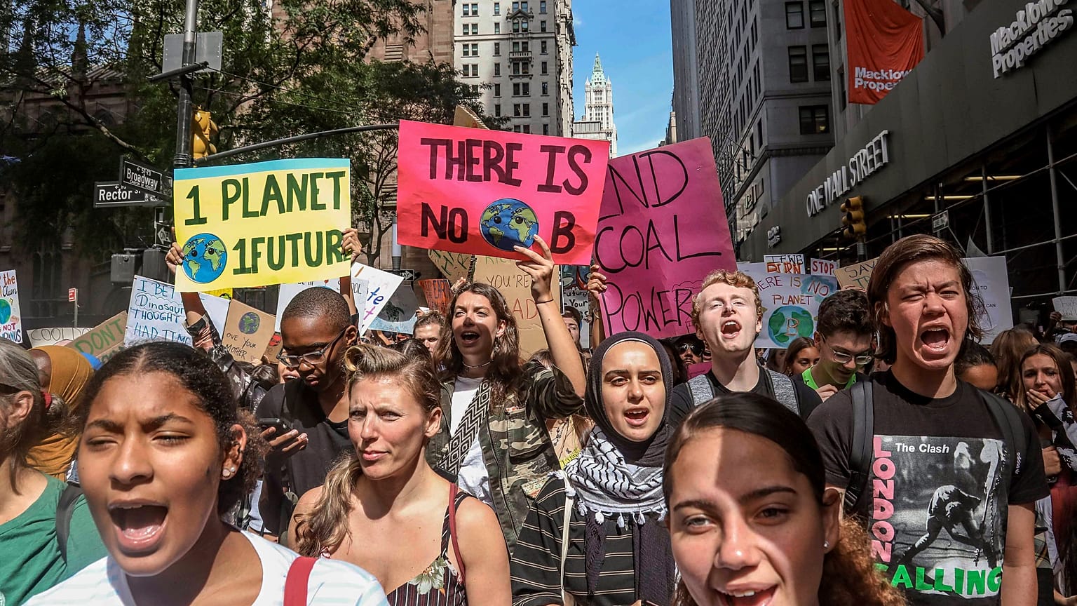 FILE - In this Sept. 20, 2019 file photo, climate change activists participate in an environmental demonstration as part of a global youth-led day of action in New York, USA