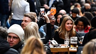 Soho, London, on the day some of England's coronavirus lockdown restrictions were eased by the British government, Monday, April 12, 2021. 