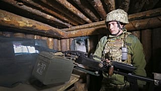 ukrán katonai harcállás Luhanszk közelében