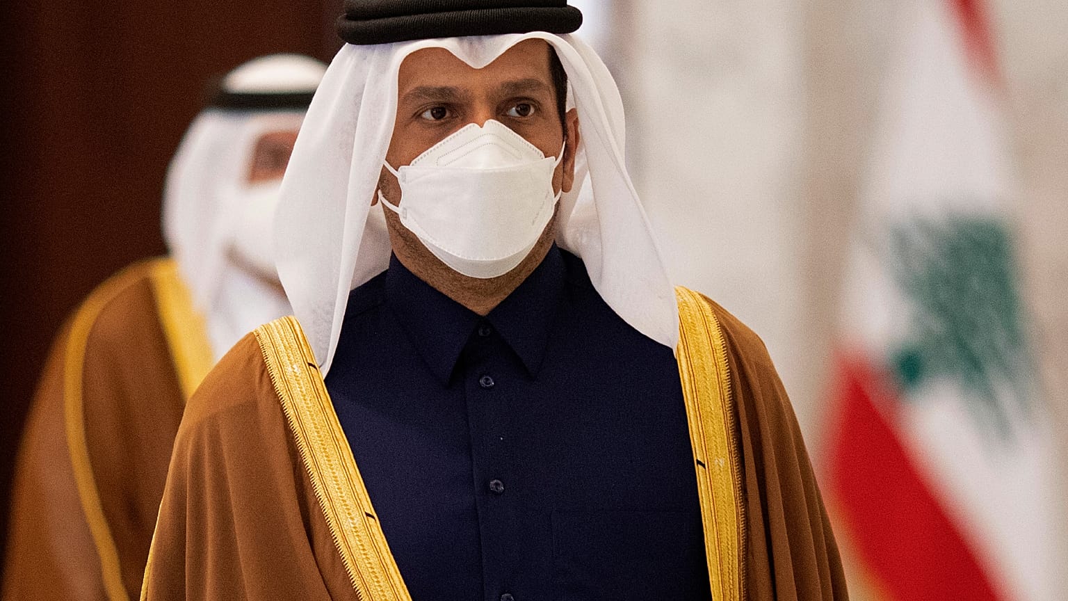 وزير الخارجية القطري الشيخ محمد بن عبد الرحمن يصل إلى قصر بعبدا للقاء الرئيس اللبناني ميشيل عون. 09/02/2021