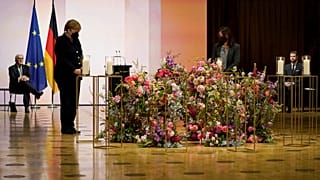 German President Frank-Walter Steinmeier, German Chancellor Angela Merkel attend a ceremony for Germany's victims of the coronavirus pandemic in Berlin.