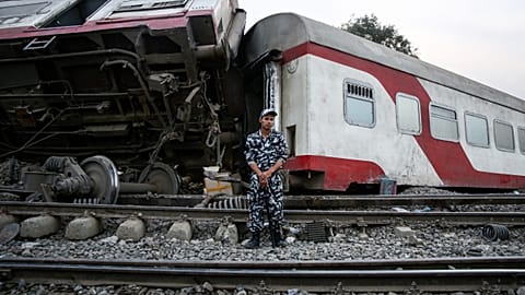Scene of a railway accident in the city of Toukh in Egypt.