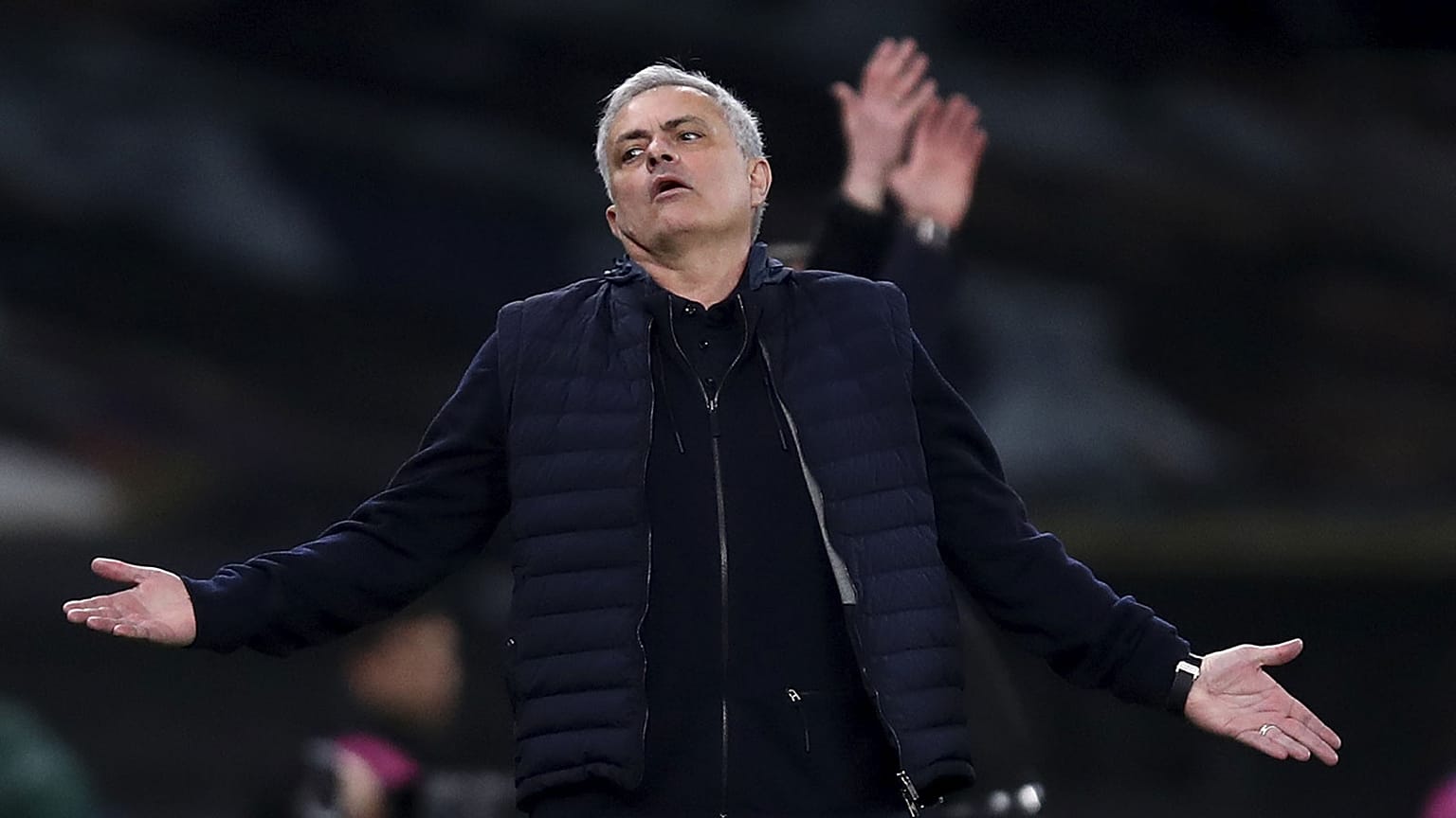 Archives : José Mourinho, lors d'un match de Ligue Europa entre Tottenham et l'équipe autrichienne du Wolfsberger AC, le 24 février 2021