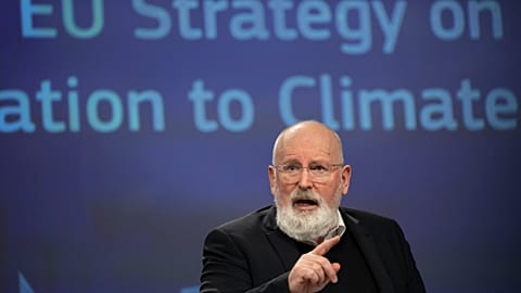 European Commissioner for European Green Deal Frans Timmermans at EU headquarters in Brussels on Feb. 24, 2021.