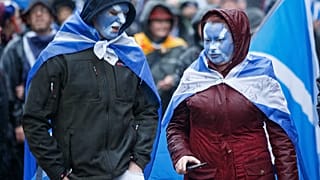 A skót függetlenség hívei tüntetnek Glasgowban 2020. január 11-én