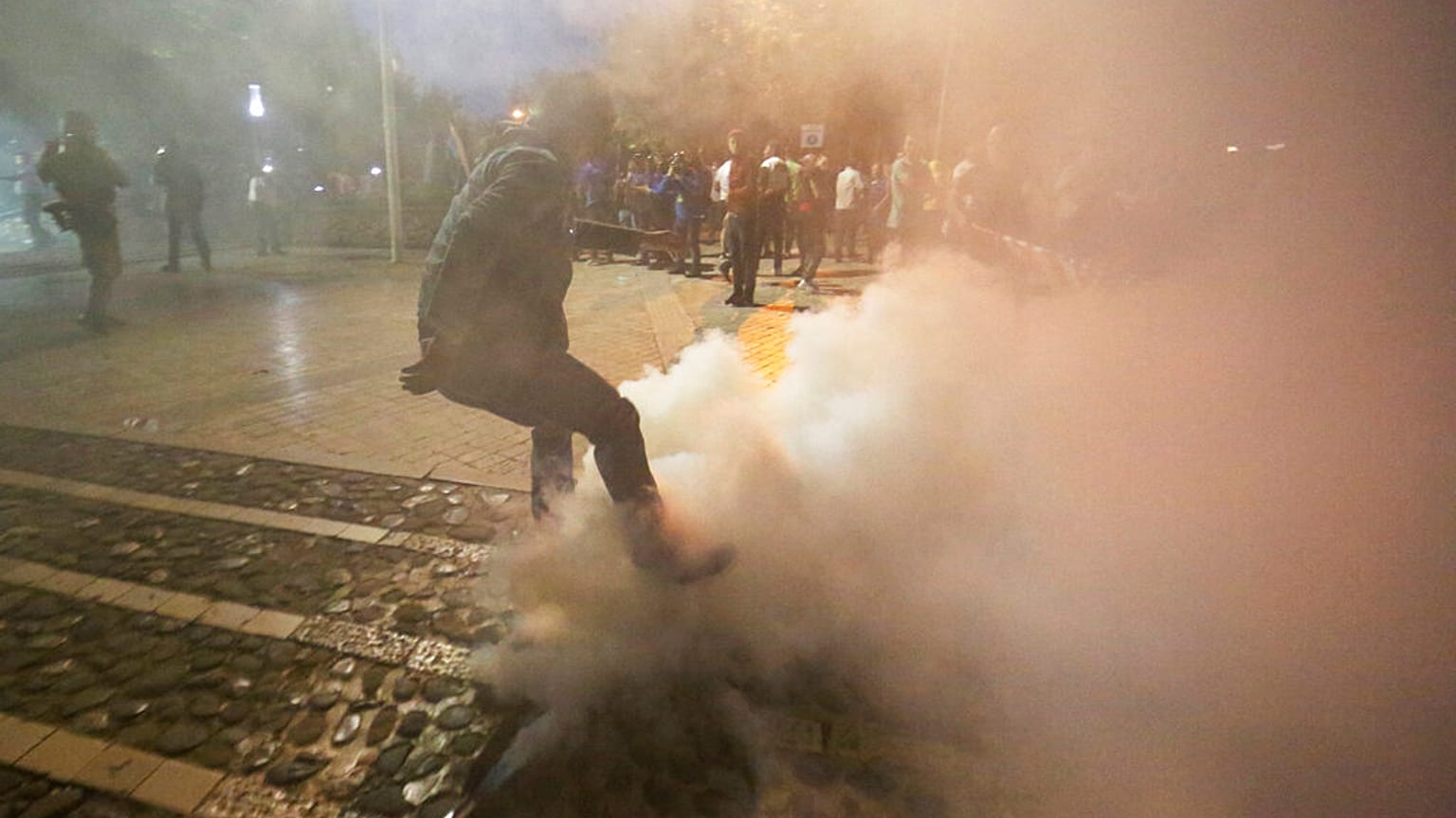 An opposition rally in Tirana, Albania in June 2019 ahead of the contested local elections. Violence has again marked the pre-election season in 2021