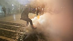 An opposition rally in Tirana, Albania in June 2019 ahead of the contested local elections. Violence has again marked the pre-election season in 2021