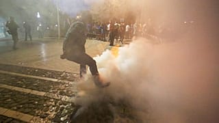 An opposition rally in Tirana, Albania in June 2019 ahead of the contested local elections. Violence has again marked the pre-election season in 2021