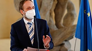 The Czech Republic's newly-appointed Foreign Minister Jakub Kulhanek addresses the media at the Cernin's Palace in Prague on Wednesday