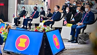 Reunión en la Secretaría de la ASEAN en Yakarta, Indonesia, el sábado 24 de abril de 2021. 