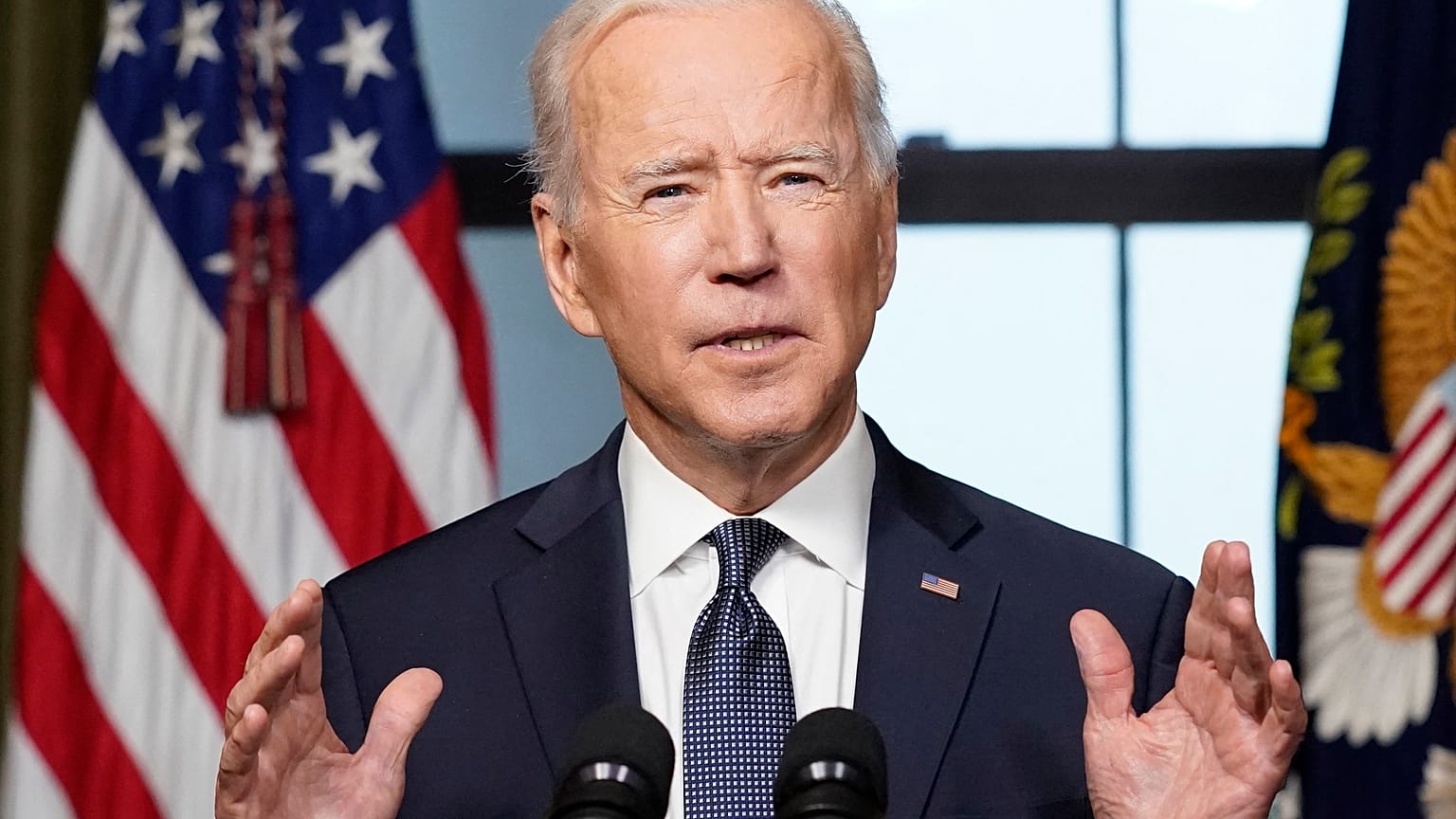 Joe Biden amerikai elnök sajtótájékoztatója a washingtoni Fehér Házban április 14-én