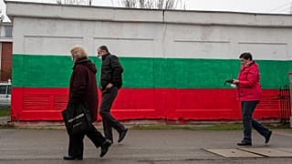 Voters arrive at a polling station in Bankya during this month's parliamentary elections.