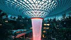 Indoor waterfalls at Singapore Airport