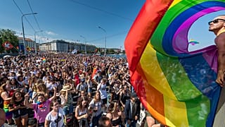 Swiss citizens participate in a pride march in Geneva in July 2019.