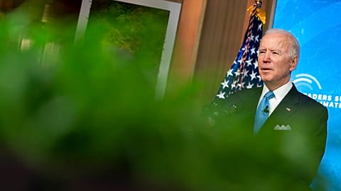 President Joe Biden speaks to the virtual Leaders Summit on Climate, from the East Room of the White House, Friday, April 23, 2021, in Washington. 