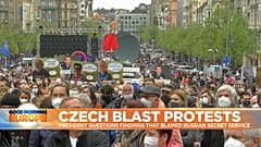 Protesters gathered in central Prague. 