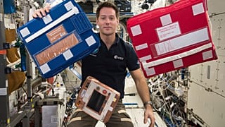 French astronaut Thomas Pesquet of the European Space Agency aboard the International Space Station. 