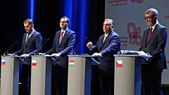 Viktor Orban ,second right, Prime Minister of Hungary attends a news conference following talks with his counterparts from central Europe's Visegrad Group