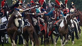 Reconstitution historique de la bataille de Borodino, en Russie octobre 2020