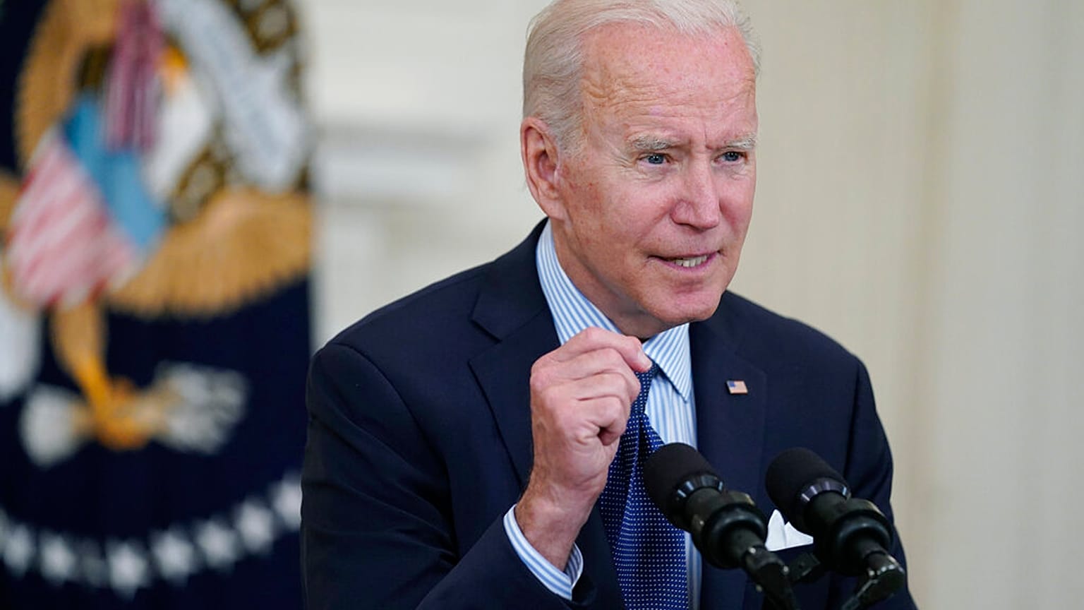 President Joe Biden speaks about the COVID-19 vaccination program