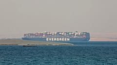 The Ever Given cargo ship anchored in Egypt's Great Bitter Lake in March.