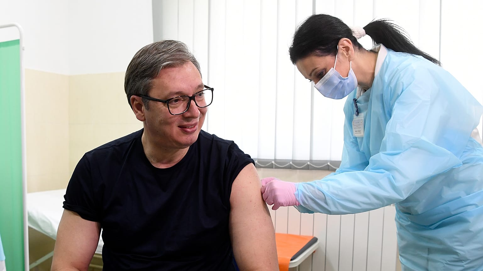 Serbian President Aleksandar Vucic received a dose of the Chinese Sinopharm vaccine on April 6.