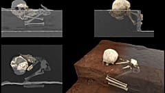 This handout computer-generated image released on May 4, 2021 by the CNRS-University of Bordeaux, shows the remains of a 3-year-old child named by the scientists "Mtoto"