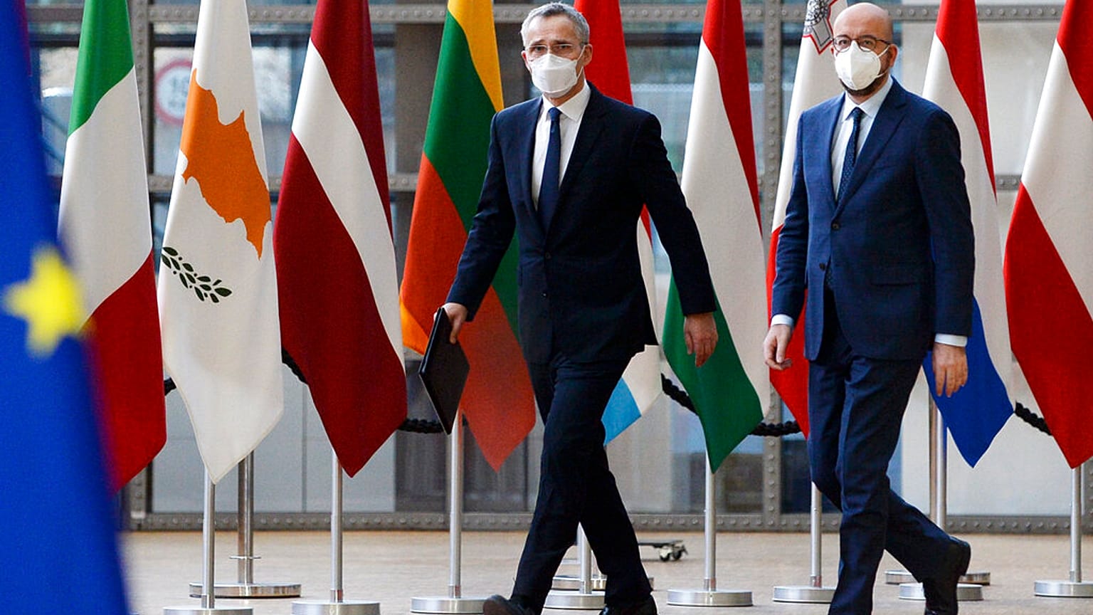 Az EU-NATO együttműködésről is egyeztetnek - Charles Michel és Jens Stoltenberg 2021 februárjában (illusztráció)