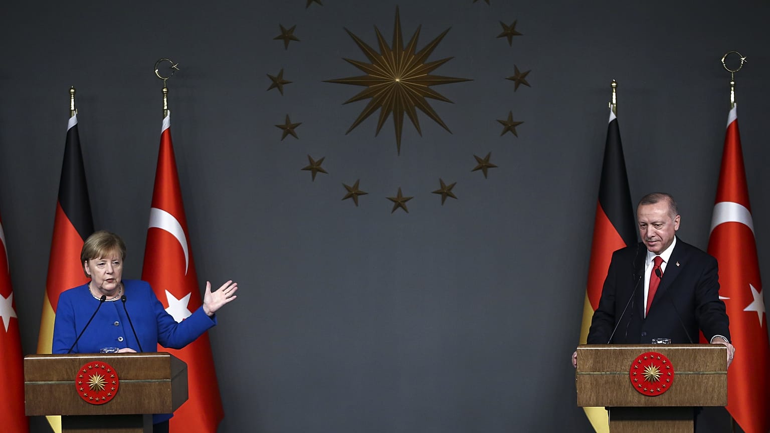 Almanya Başbakanı Angela Merkel ve Cumhurbaşkanı Recep Tayyip Erdoğan