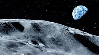 illustrated view of Earth from the moon