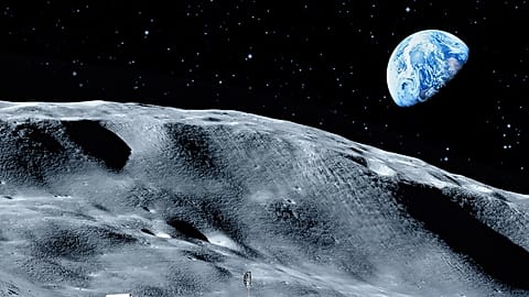 illustrated view of Earth from the moon