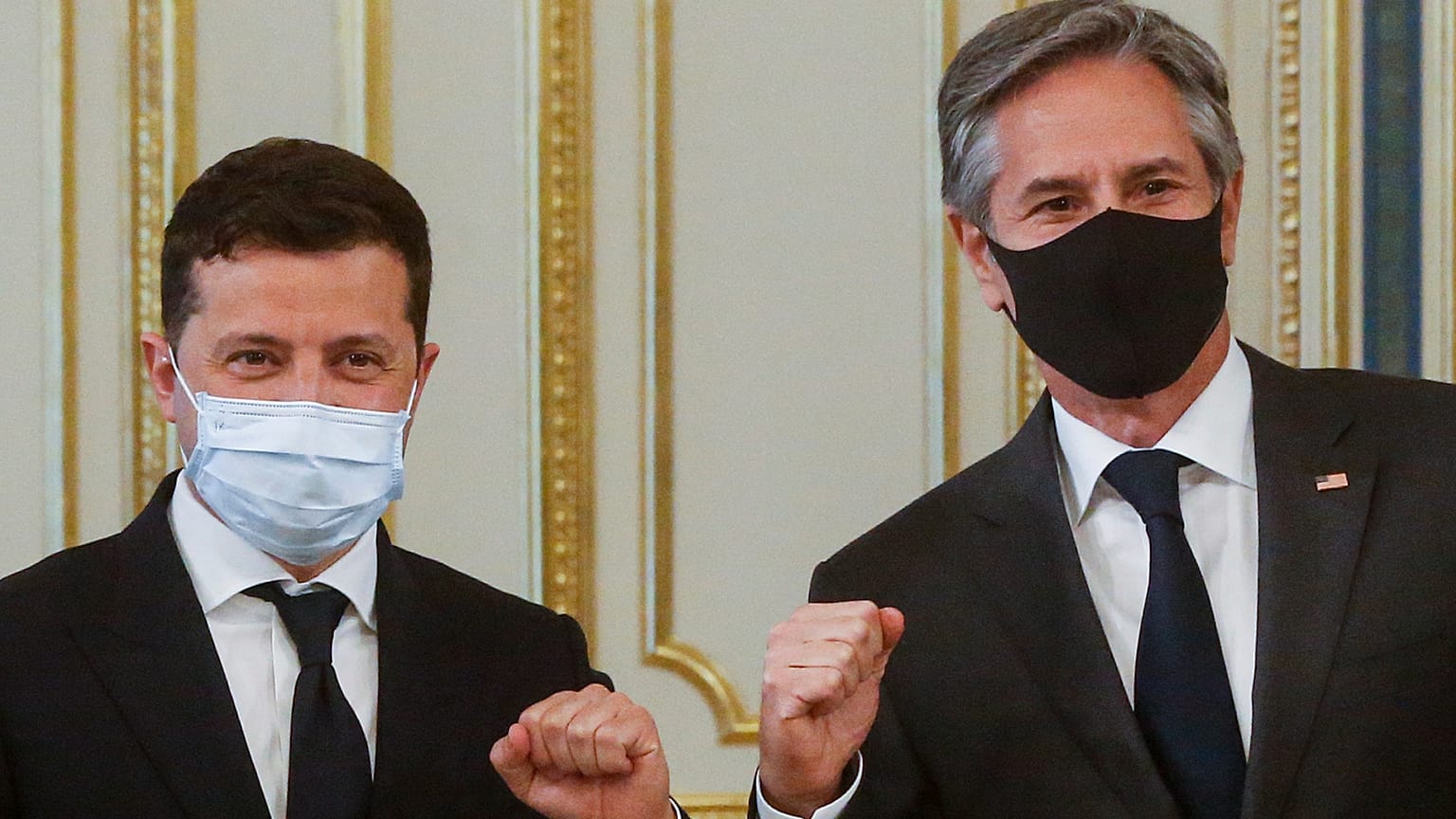 Volodimir Zelenszkij ukrán elnök és Antony Blinken amerikai külügyminiszter